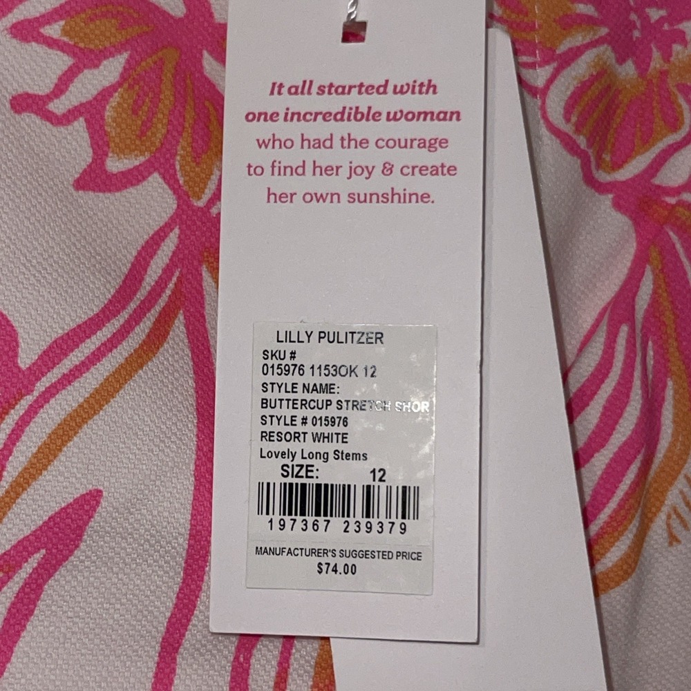 Lilly Pulitzer Buttercup Shorts NWT Size 8 Resort White Lovely Long Stems $74 - Picture 5 of 11